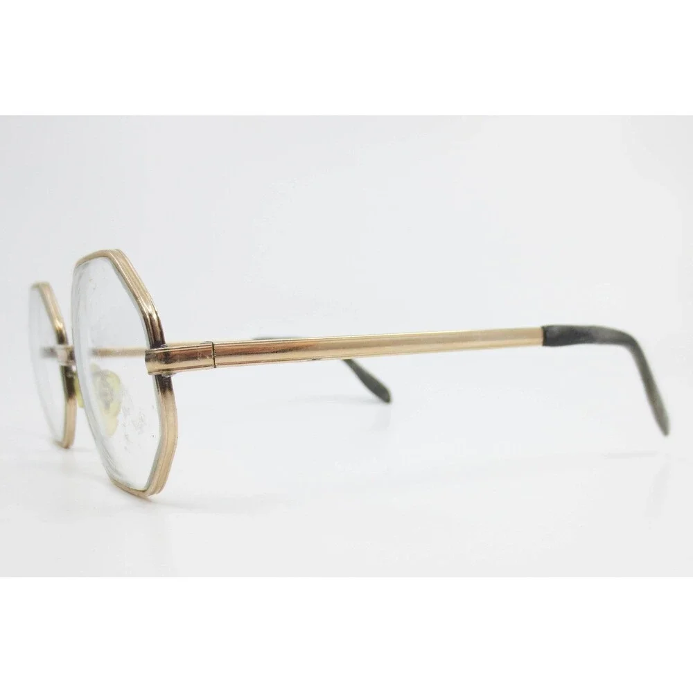 Vintage Italy Octagon Gold Metal Eyeglass Frames AL-12K Geometric 46/20 135
